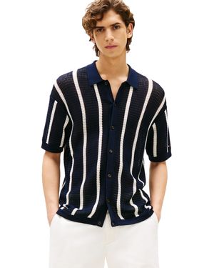 Tommy Hilfiger Structured Knit Short Sleeve Regular Fit Overshirt - Black