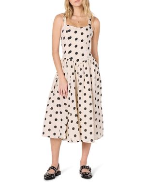 The Drop Balu Feminine Shaped Waist Midi Dress Kleider - Pink