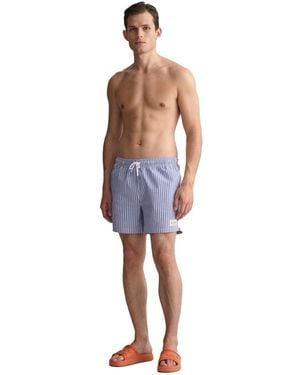 GANT Seersucker Polycotton Swim Shorts - Blue