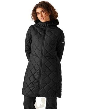 Regatta S Fritha III Longline Full Zip Padded Jacket Parka Imbottito - Nero