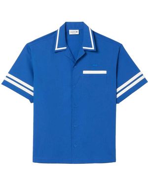 Lacoste S Cotton Twill Back Print Relaxed Fit Shirt - Blue