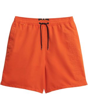 Superdry 17 Inch Premium Swimming Shorts With Embroidery - Red