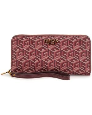 Guess Laurel Large Zip Around Wallet - Red