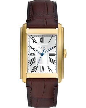 Fossil Analog Quartz Watch With Leather Strap Fs6011 - Black