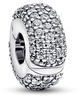 PANDORA Moments Pavé Clip-Charm aus Sterling Silber mit Zirkonia - Blau