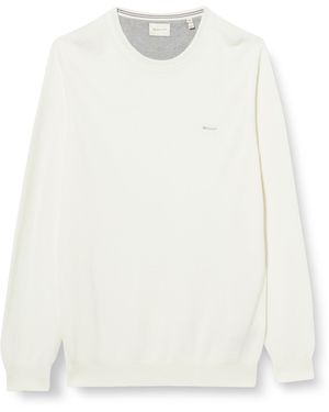 GANT Cotton Pique C-Neck Pullover - Bianco