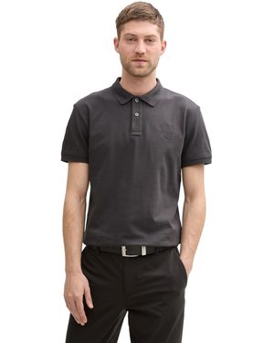 Tom Tailor Denim Basic T-Shirt mit Stickerei - Schwarz
