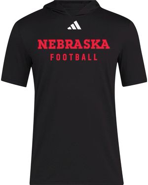 adidas Ncaa 25/26 Designed For Training Team Short Sleeve Hoodie Hooded Sweatshirt - Black