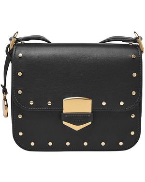 Fossil Lennox Smooth Cowhide Leather Flap Crossbody - Black