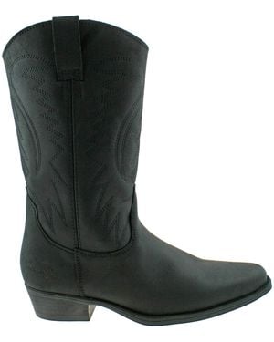 Wrangler Texas Ii Hi S Leather Calf Length Cowboy Boots Black Uk 9