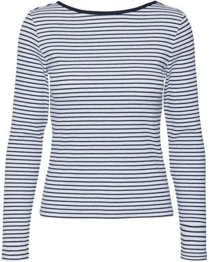 Vero Moda Vmchloe Stripe LS 2way Short Top Go Noos Maglietta a iche Lunghe - Blu
