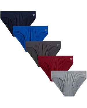 Reebok 5 Pack Athletic Performance S Underwear Briefs With Contour Support Pouch For Gym Daily - Blue