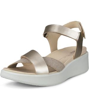Ecco Flowt Zeppa Luxury Crossband Sandalo Donna - Bianco
