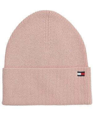 Tommy Hilfiger Strickmütze Mütze Cotton Cashmere Beanie Baumwolle Kaschmir Rosa Sepia Pink One Size