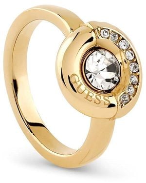 Guess Ring Coin Pave Solitär Silberfarben JUBR05379JWYG56 Ringgröße 56/17,8 - Mettallic