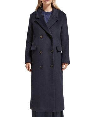 Scotch & Soda Double Breasted Woolen Coat - Blau