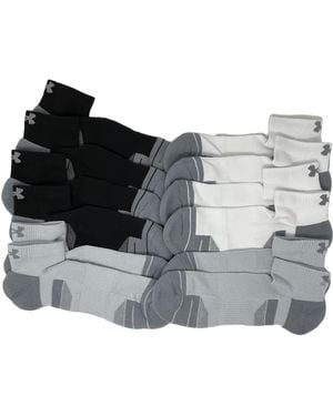 Under Armour Men's Ua Performance Tech Cushioned Low Cut Socks - 6 Pack, Black/white/grey, X-large - Metallic