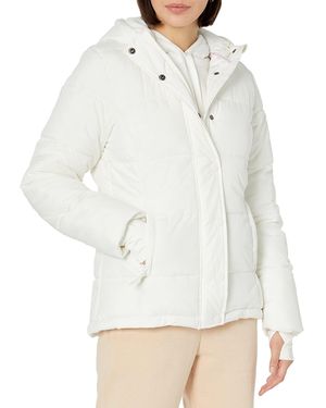 Amazon Essentials Abrigo Acolchado Resistente de ga Larga con Capucha - Blanco