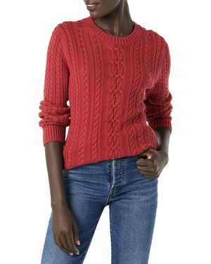 Amazon Essentials Fisherman Cable Crewneck Sweater Maglia - Rosso