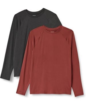Amazon Essentials Langärmeliges T-Shirt aus Tech-Stretch - Rot