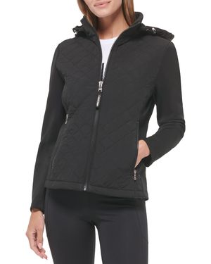 Calvin Klein Scuba Sleeves Detachable Hood Zip Pocketsquilt - Black