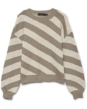 Vero Moda Vmlara Ls O-neck Pullover Ga Boo Rep Knitted Jumper - Natural