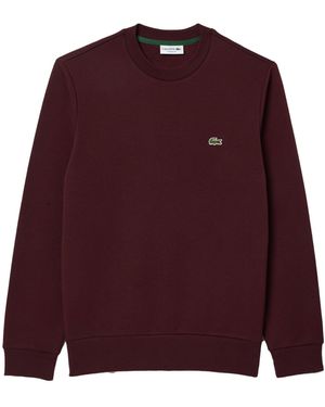 Lacoste Felpa girocollo in pile bordeaux - Viola