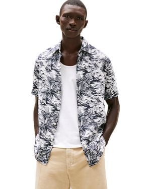 Tommy Hilfiger Short Sleeve Casual Linen Button Down Shirts In Regular Fit - Gray