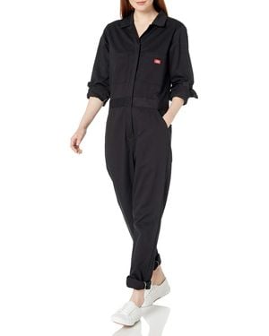 Dickies Womens Long Sleeve Cotton Twill Work Utility Coveralls - Black