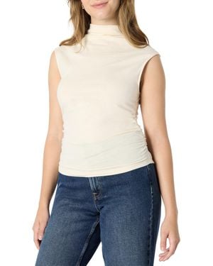 Amazon Essentials Women's (demi's Pick) Slim-fit Sleeveless High-neck Top, Cream, Xs - Blue