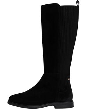 Tommy Hilfiger Vlag Suede Lange Laars Fw0fw08779 Hoge Laarzen - Zwart