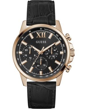 Guess Multi Dial Quarz Watch With Leather Strap Gw0901g5 - Black