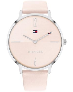 Tommy Hilfiger Montre Analogique à Quartz pour avec Bracelet en Cuir Rose - 1782378