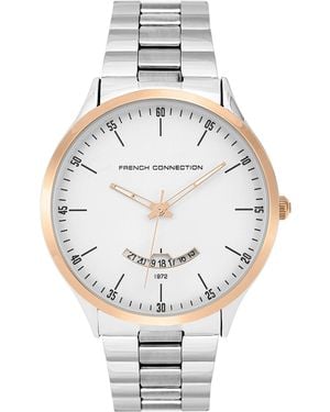 French Connection S Analogue Classic Quartz Watch With Stainless Steel Strap Fc143srgm - Grey
