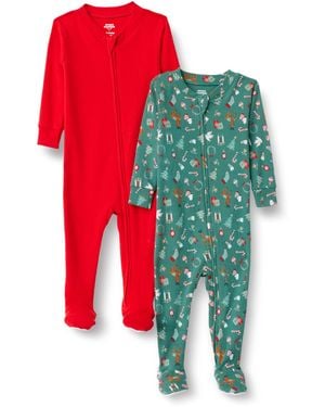 Amazon Essentials X Sofia Grainge Pijama Ceñido de Algodón con Pies Bebés - Verde