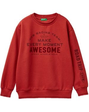 Benetton Maglia G/C M/L 3J73C10L7 Felpa con Cappuccio - Rosso