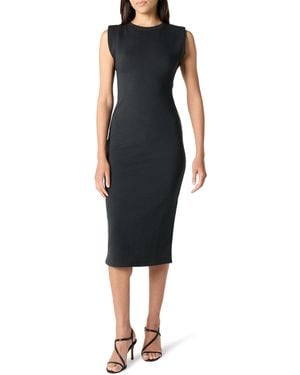 The Drop Padded Shoulder Knit Dress Robes - Noir