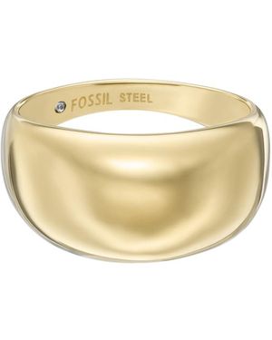 Fossil All Stacked Up Gold Tone Stainless Steel Band Ring - Metallic