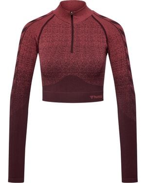 Hummel Hmlmt Fade Seamless Half Zip Yoga Sweatshirt Mit Kurzem Reißverschluss Mit Beecool Technologie - Rot