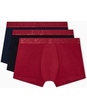 Emporio Armani Shiny Logo Band 3 Pack Trunk - Red