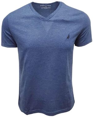 Nautica Short Sleeve Solid Classic Fit V-Neck T-Shirt - Blau
