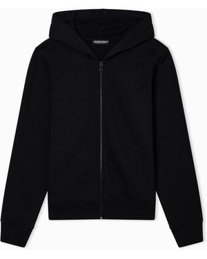 Emporio Armani Terry Hoodie Sweatshirt Kapuzenpullover - Schwarz