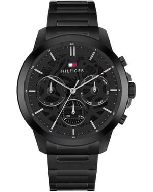 Tommy Hilfiger Reloj Analógico de Cuarzo Multifunción para Hombre con Correa de Acero Inoxidable Negra - 1710685 - Negro