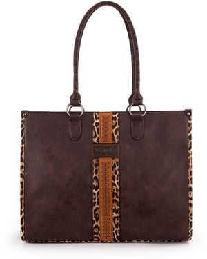 Wrangler Tote Bag For Western Woven Shoulder Purse Leopard Print Handbags - Brown