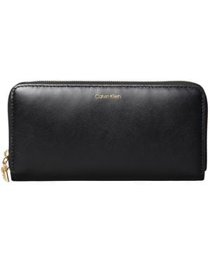 Calvin Klein Donna Portafoglio Large Zip Around con Logo - Nero