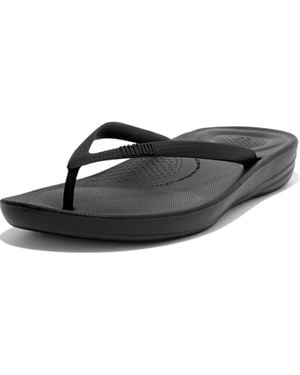 Fitflop Iqushion Ergonomic Toe Thong Sandals Flip Flops - Black