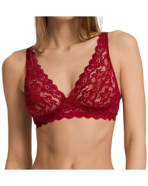 Hanro Reggiseno da donna - Soft Cup - senza ferretto - non foderato - spalline sottili - Rosso