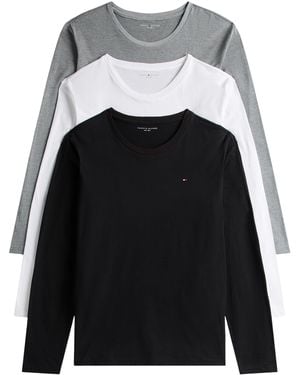 Tommy Hilfiger 's 3 Pack Round Neck Long Sleeve Tops - Grey