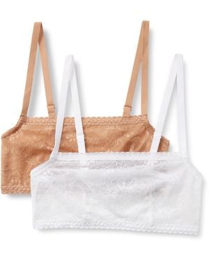 Amazon Essentials Stretch-Bralette mit quadratischem Ausschnitt und Spitze - Weiß