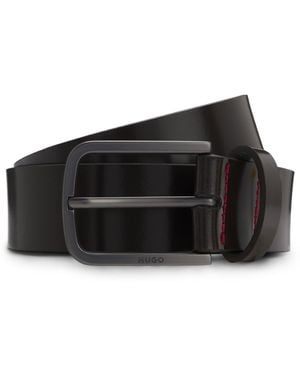 HUGO S Gurth-bof Sz35 Italian-made Belt In Brush-off Leather - Black
